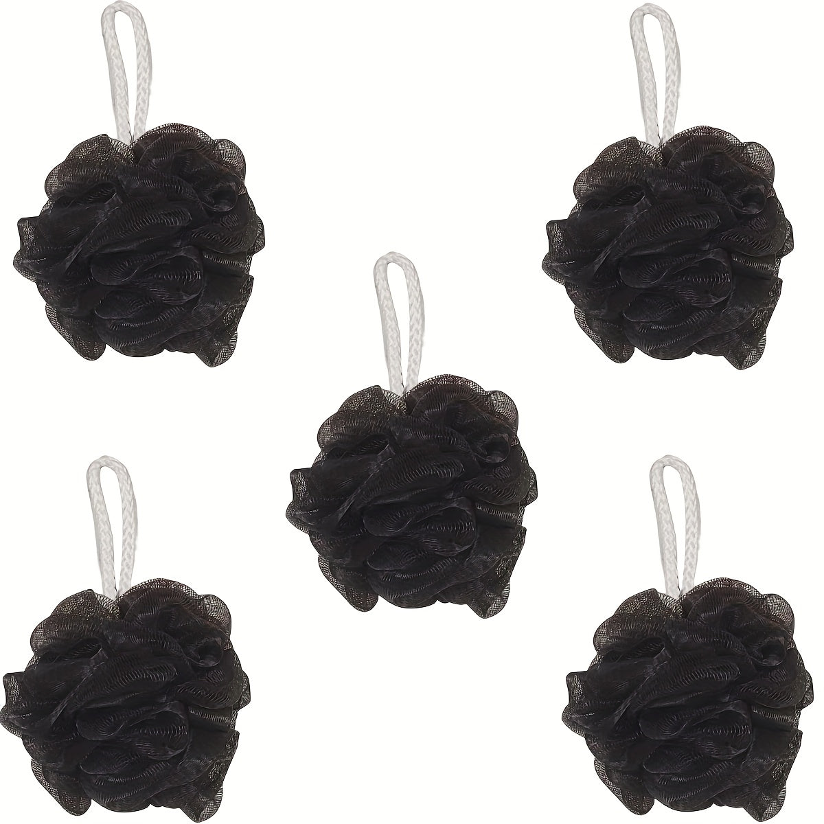 1/2/5pcs Shower Puff Black Bathtub Sponge Shower Ball Net Bulk Powder Puff, Shower Ball Body Washing Scrubber Exfoliating Bath Sponge Unisex Bath Tool