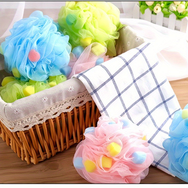 1pc Bath Scrub Sponge Flower, Bath Scrub Towel, Bath Flower Foaming Net, Bath Ball, Rich Lather, Easy to Rinse, Non-Greasy Feel, Random Color