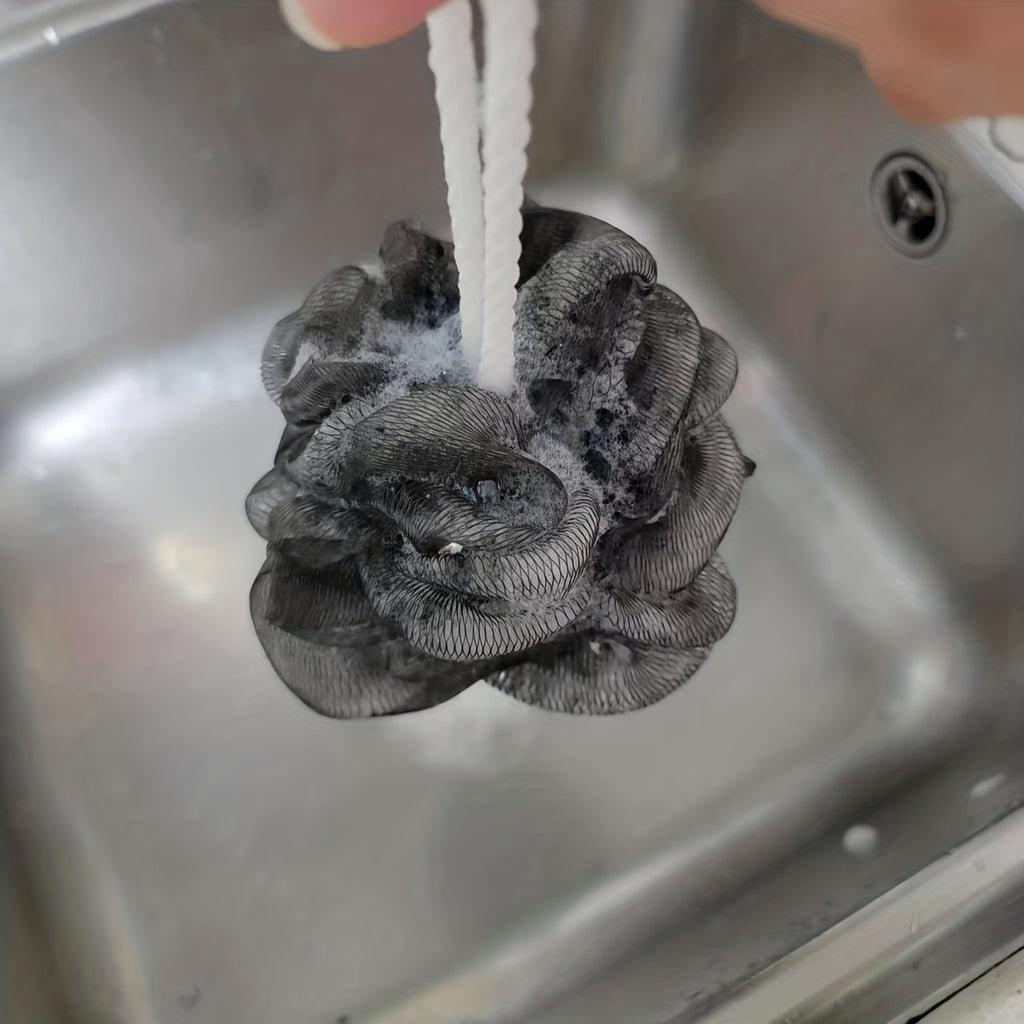 1/2/5pcs Shower Puff Black Bathtub Sponge Shower Ball Net Bulk Powder Puff, Shower Ball Body Washing Scrubber Exfoliating Bath Sponge Unisex Bath Tool